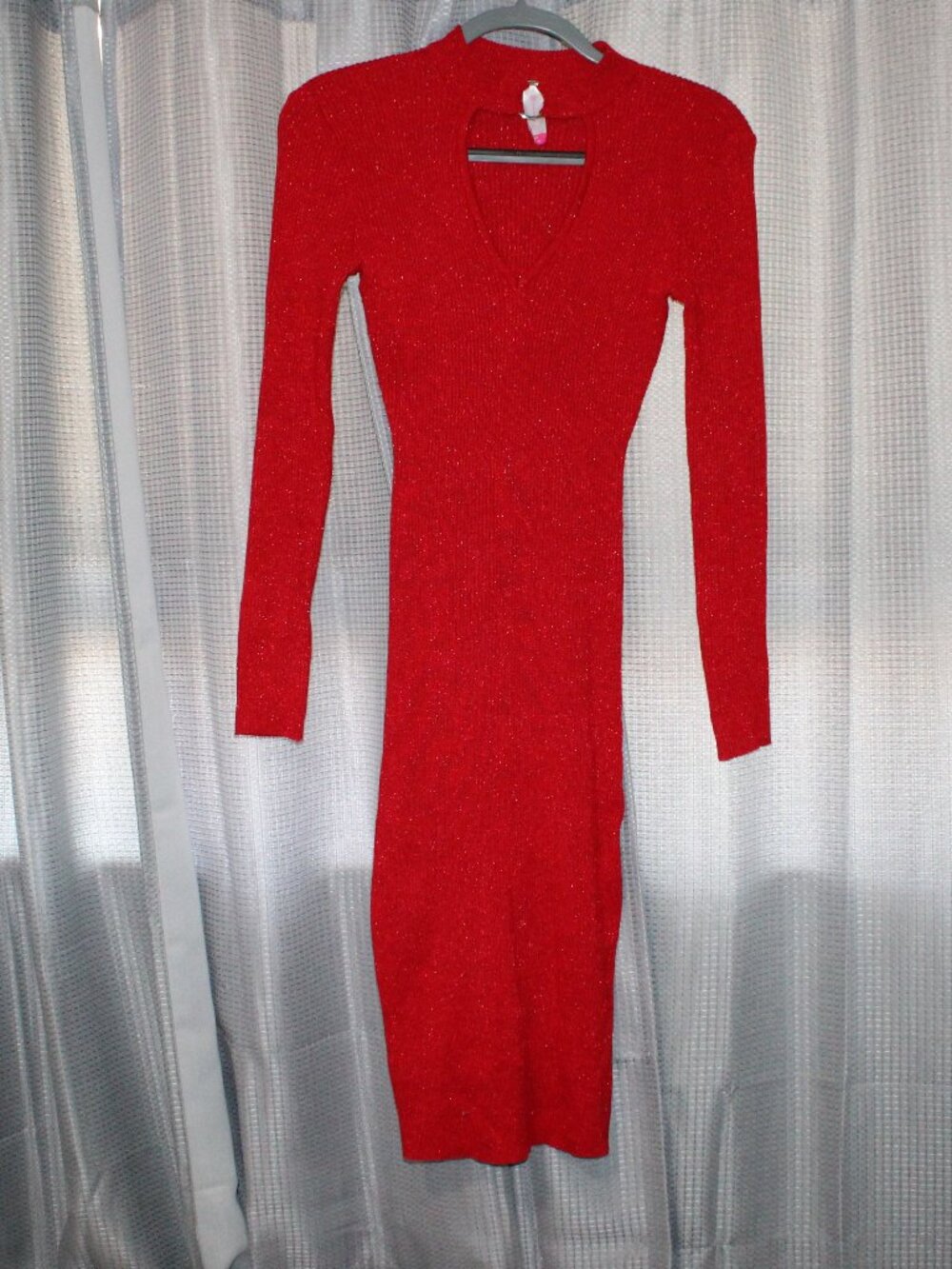 No Boundaries Juniors' Long Sleeve Sweater Dress Red Size Medium
